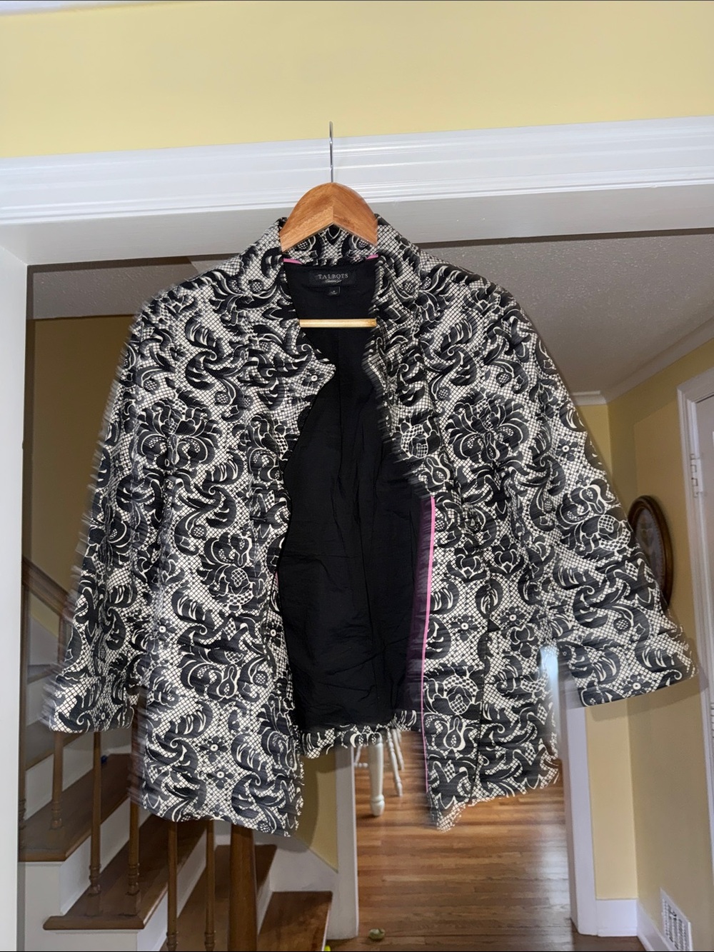 Talbots Black and White Patterned Blazer Jacket